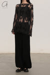 SWAYING/KNIT mohair hollow floral pullover (with suspenders) SW23AW1T51 dark gray PS64
